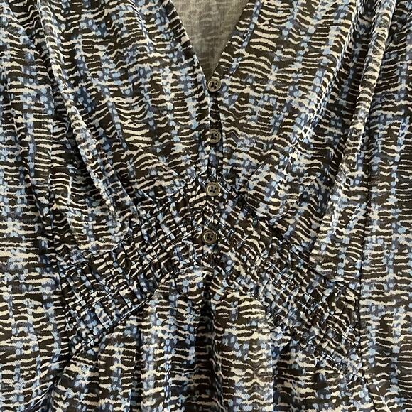 Anthropologie Gretchen Smocked Tunic Size M Blue Black Sheer Fairy Whimsigoth - Picture 2 of 11